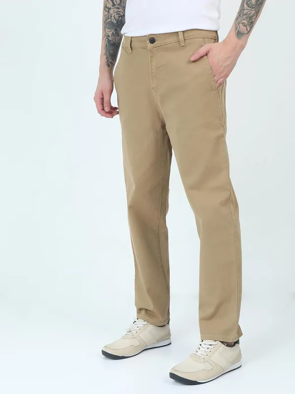 Beige_Denim_Full_Length_Casual_Trouser_For_Men
