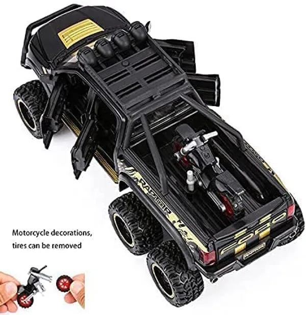 1:24_Big_Ford_Raptor_F150_Toy_Car_Metal_Pull_Back_Diecast_Car_with_Openable_Door_and_Sound_Light,_Gifts_Toys_for_Kids_Multicolor_(_As_per_availability_)