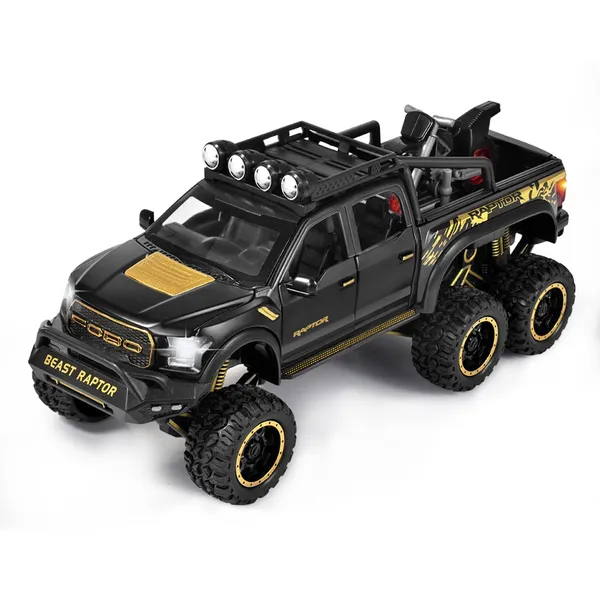 1:24_Big_Ford_Raptor_F150_Toy_Car_Metal_Pull_Back_Diecast_Car_with_Openable_Door_and_Sound_Light,_Gifts_Toys_for_Kids_Multicolor_(_As_per_availability_)