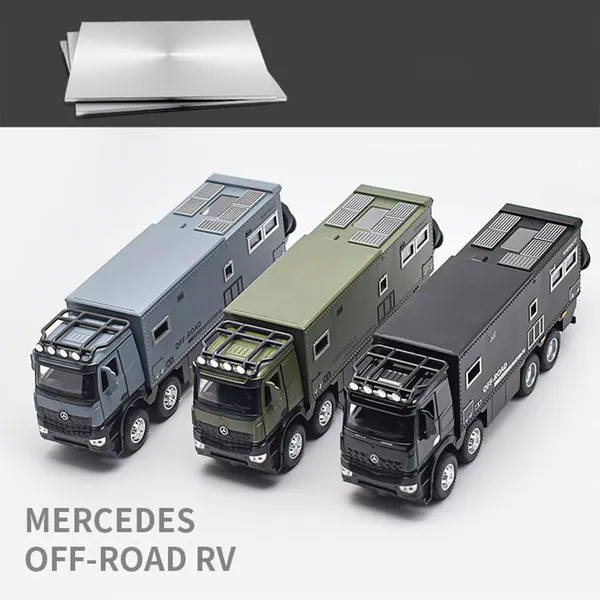 1:24_Diecast_Mercedes-Benz_Nomadism_Camper_Truck_with_Pop-Up_Roof,_Stairs_&_Dirt_Bike_–_Toy_for_Kids_&_Collectors_Multicolour_(_As_per_availability_)