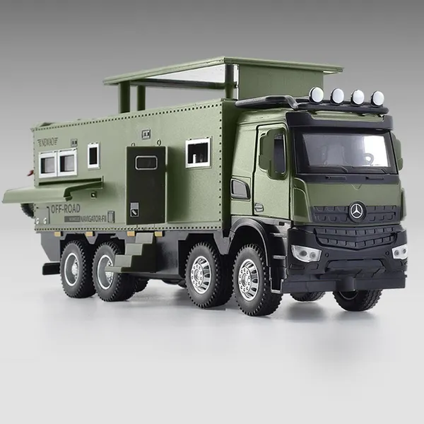 1:24_Diecast_Mercedes-Benz_Nomadism_Camper_Truck_with_Pop-Up_Roof,_Stairs_&_Dirt_Bike_–_Toy_for_Kids_&_Collectors_Multicolour_(_As_per_availability_)
