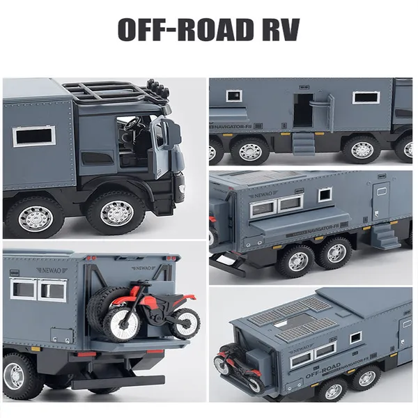 1:24_Diecast_Mercedes-Benz_Nomadism_Camper_Truck_with_Pop-Up_Roof,_Stairs_&_Dirt_Bike_–_Toy_for_Kids_&_Collectors_Multicolour_(_As_per_availability_)