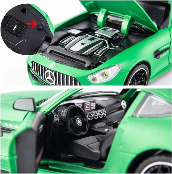 1:32_Benz_AMG_GTR_Toy_Cars_Model_Car,_Zinc_Alloy_Pull_Back_Toy_car_with_Sound_and_Light_for_Kids_Boy_Girl_Gift(Green)