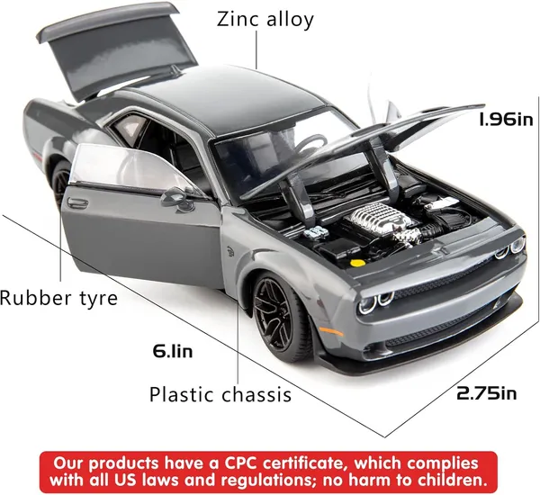 1:24_Dodge_Challenger_Srt_Hellcat_Scale_Model_Diecast_Metal_Car_Multicolour_(_As_per_availability_)