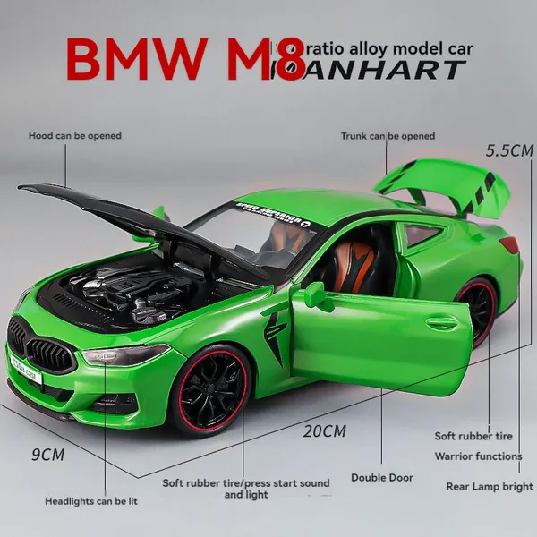 BMW_M8_1:24_Scale_Diecast_Model_Car_-_Alloy_Metal_Toy_Car_with_Opening_Doors,_Hood_&_Trunk,_Sound_&_Light_Multicolour_(As_per_availability_)