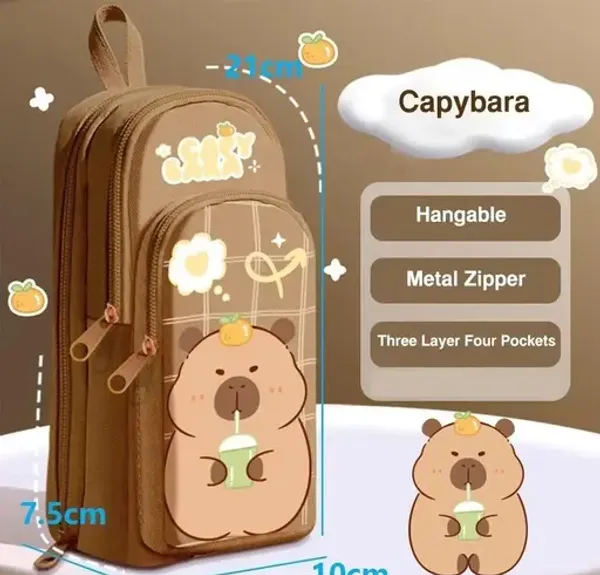 Cotton_Capybara_Pencil_Case_3_Compartment_Cute_Pencil_Case_Aesthetic_for_Girls_Large_Capacity_Pen_Pencil_Pouch_Multifunctional_Stationery_Organizer_for_School_Office,Black