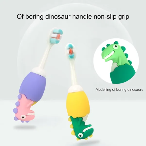 Dino_Brush_Toddler_Manual_Toothbrush_Comfortable_To_Use_Deep_Cleaning_Dense_Bristle_Animal_Design_Funny_Children_Toothbrush_For_Home(Pack_of_2_)