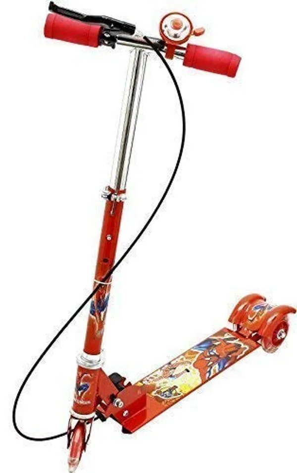 Kids_Foldable_Kick_Scooter_with_LED_Wheels_&_Hand_Brake_–_Red_Theme