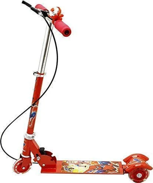 Kids_Foldable_Kick_Scooter_with_LED_Wheels_&_Hand_Brake_–_Red_Theme