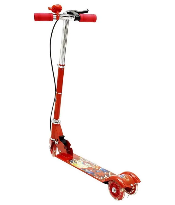 Kids_Foldable_Kick_Scooter_with_LED_Wheels_&_Hand_Brake_–_Red_Theme