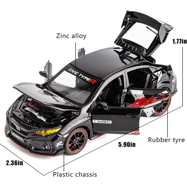 1:32_Diecast_Civic__Metal_Car|_Model_R_Toy_Pull_Back_Car_|_Openable_Doors_with_Light_Sound_for_Kids_Multicolor_(As_per_availability)