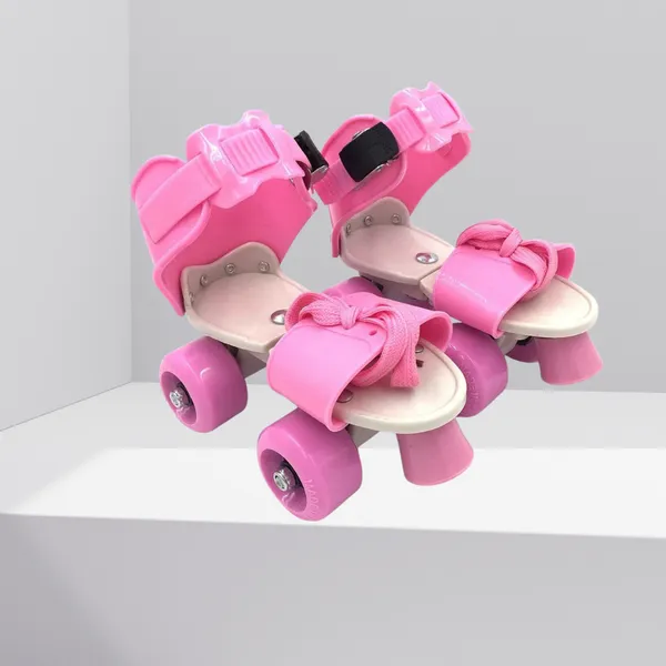 Pink_Adjustable_Pink_Roller_Skates_For_Girls__Kids'_Inline_Skating_With_Front_Brake,_Perfect_For_Ages_4+_(Size_5-12_Uk)