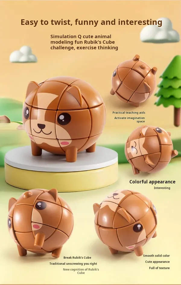 Q_Cute_Animal_Rubik's_Cube_–_3D_Puzzle_Toy_(_Multicolour_As_per_availability_)