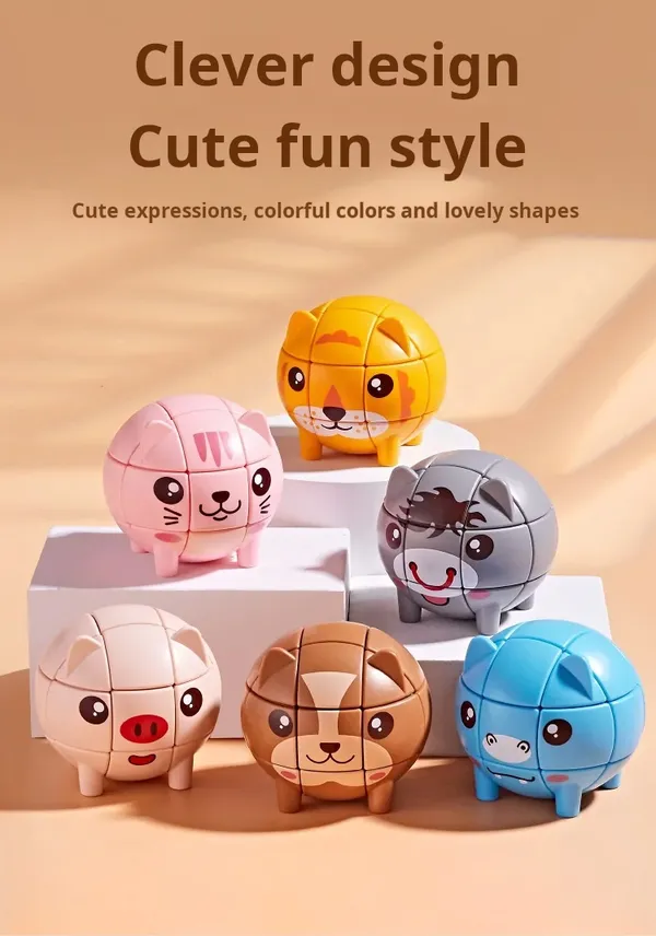 Q_Cute_Animal_Rubik's_Cube_–_3D_Puzzle_Toy_(_Multicolour_As_per_availability_)