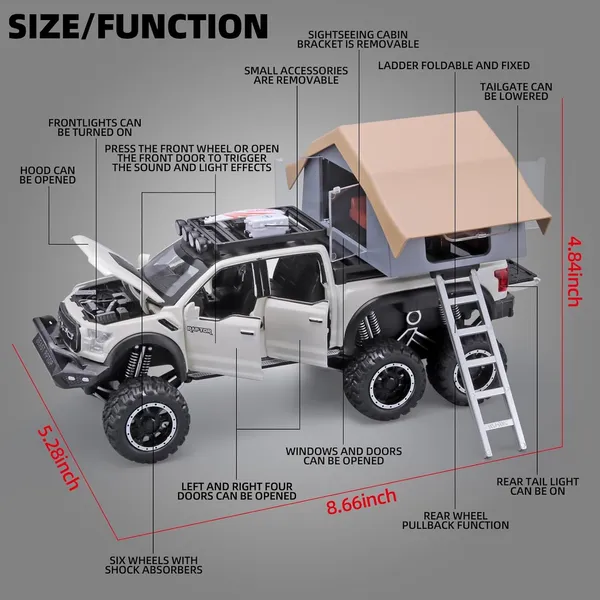 1:24Trucks_for_Boys_Age_4-7_|_F150_Raptor_Diecast_Truck_|_Pull_Back_Pickup_Truck_with_Light_&_Sound_|_Model_F150_with_Sightseeing_Cabin_|_Fun_Truck_Toys_for_Kids_Ages_4-8_Multicolor_(_As_per_availability_)