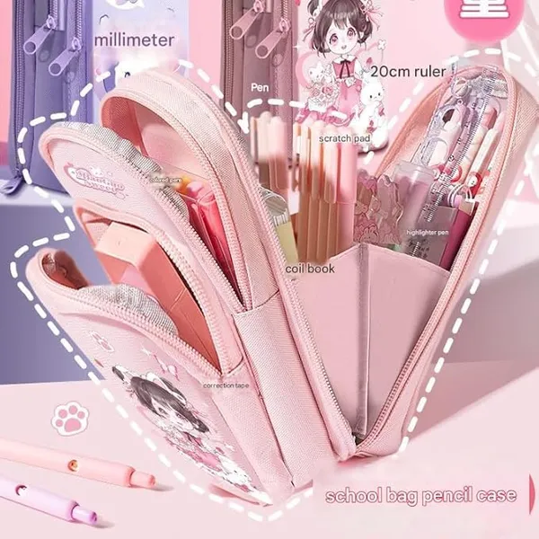 Large_Capacity_Pencil_Case_-_3_Compartment_Standing_Pencil_Case,_Cute_Cartoon_Multifunctional_Stationery_Organizer_Pencil_Pouch_for_Office_College_School_(CK161)_(Girl_-_Pink)