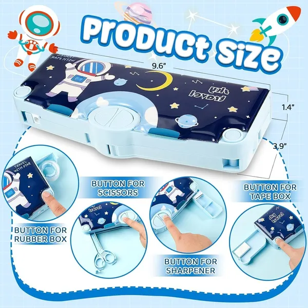 Blue_Magnetic_Pencil_Box_For_Kids__Multi-Layer,_Automatic_Button-Operated_Storage_Case_For_School_&_Art_Supplies