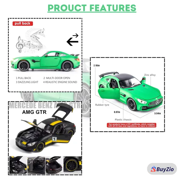 1:32__Diecast_Mercedes_Amg_Gtr_Model_Car__Pull_Back_Alloy_Toy_With_Lights_&_Sound_For_Kids_&_Collectors_Multicolour_(_As_per_availability_)