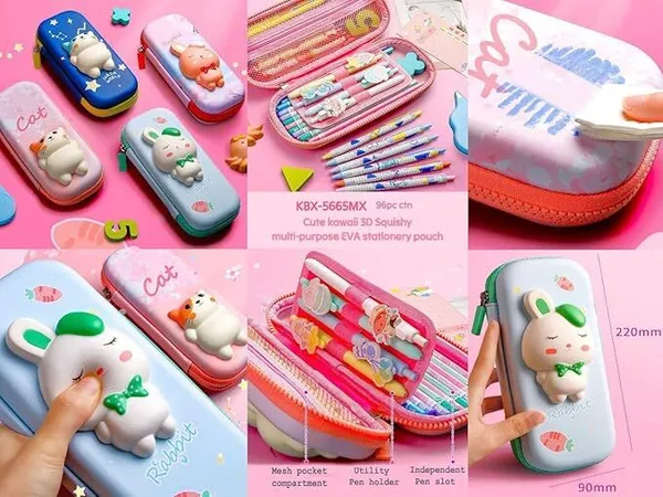 Pink_3D_Bunny_Pencil_Case__Cute_Cartoon_Hardtop_Stationery_Pouch_For_Kids_&_Students
