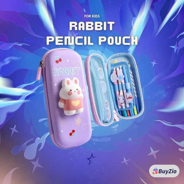 Purple_3D_Rabbit_Pencil_Case__Kids_Zipper_Pouch,_Eva_Hard_Shell_Multipurpose_Pen_&_Stationery_Organizer_For_Boys_&_Girls