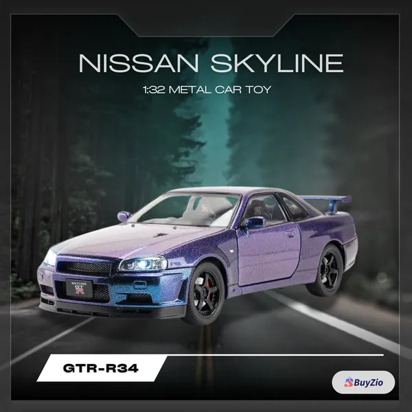 1:32_Scale_Nissan_Skyline_Gt-R_R34_Diecast_Model_Car__Alloy_Metal_Toy_With_Sound,_Lights_&_Pull-Back_Action_Collectible_Sports_Car_(Color_as_per_availability)