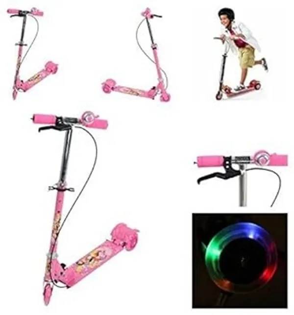 Pink_Three-Wheeled_Kids_Foldable_Scooter_Tricycle_For_Fun_In_The_Indoors_And_Outside