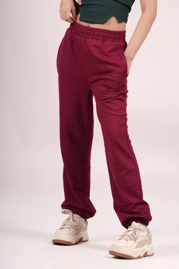 Cranberry_Red_Cuddle_Up_Joggers_For_Women