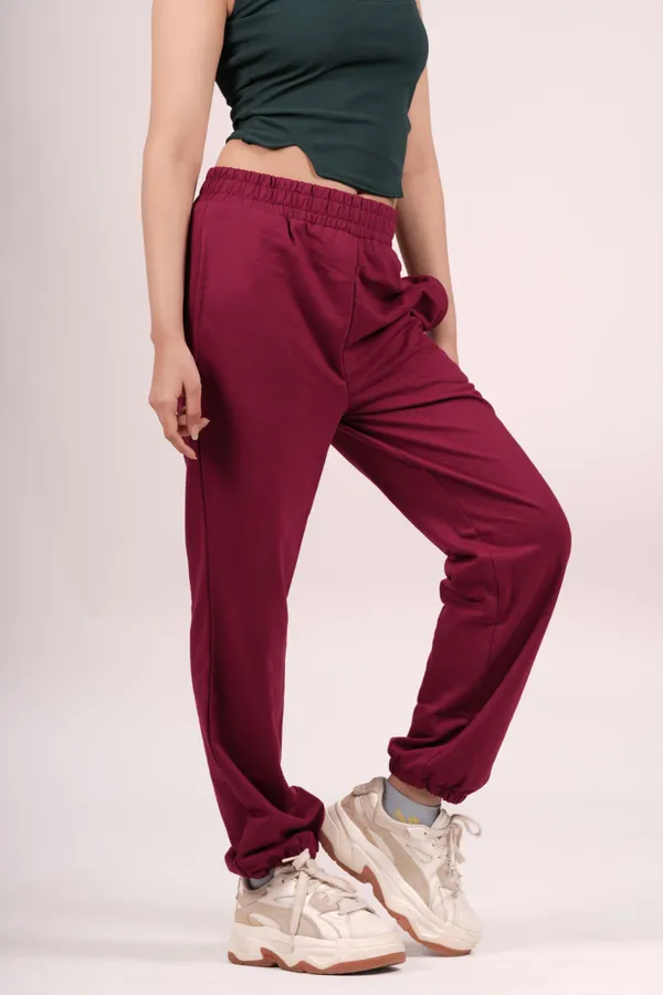 Cranberry_Red_Cuddle_Up_Joggers_For_Women