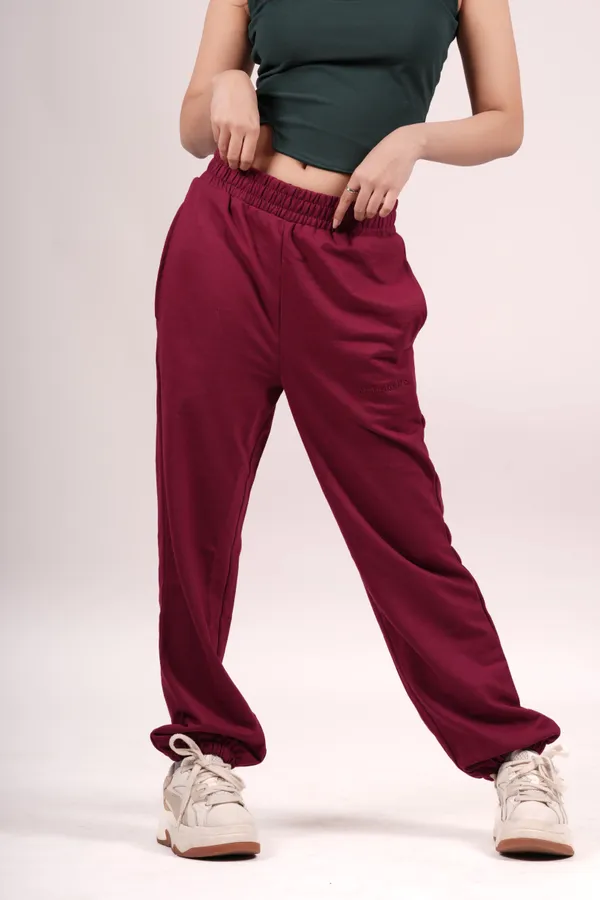 Cranberry_Red_Cuddle_Up_Joggers_For_Women