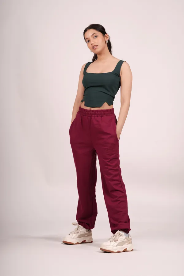 Cranberry_Red_Cuddle_Up_Joggers_For_Women