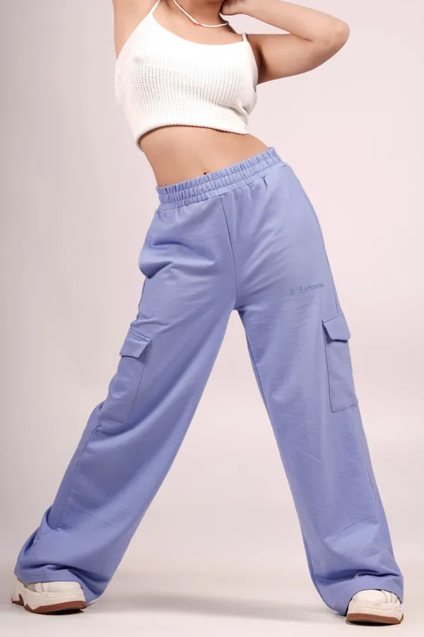 Blue_&_Red_Wide_Leg_Cargos_For_Women_(Pack_Of_2)