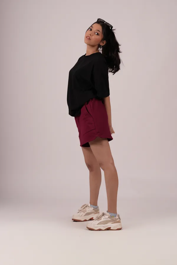 Cranberry_Red_Everyday_Shorts_For_Women