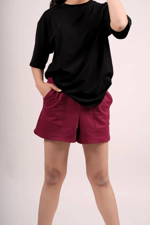Cranberry_Red_Everyday_Shorts_For_Women