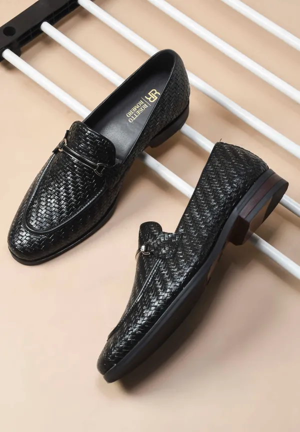 Rosetto_Romero_Blaze_Handcrafted_Woven_Black_Penny_Loafers_For_Men