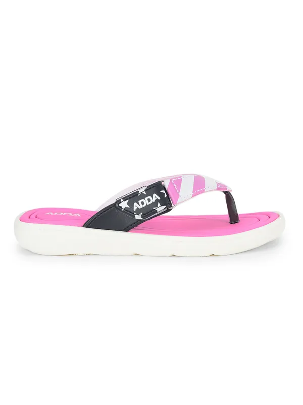 Pink_&_White_Lightweight_Trendy_Design_EVA_Stripes_Thong_Flip-Flop_For_Women