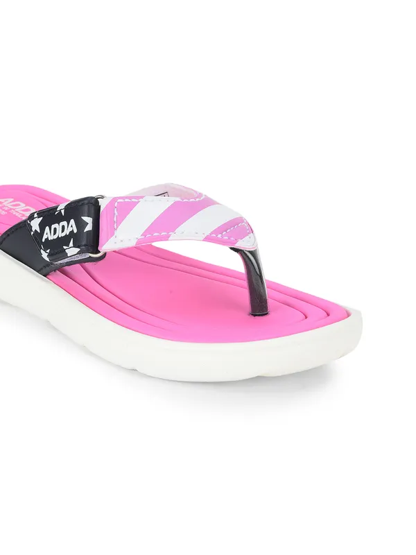 Pink_&_White_Lightweight_Trendy_Design_EVA_Stripes_Thong_Flip-Flop_For_Women
