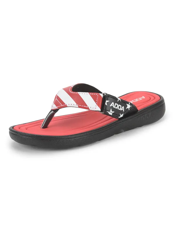 Red_&_Black_Lightweight_Trendy_Design_EVA_Stripes_Thong_Flip-Flop_For_Women