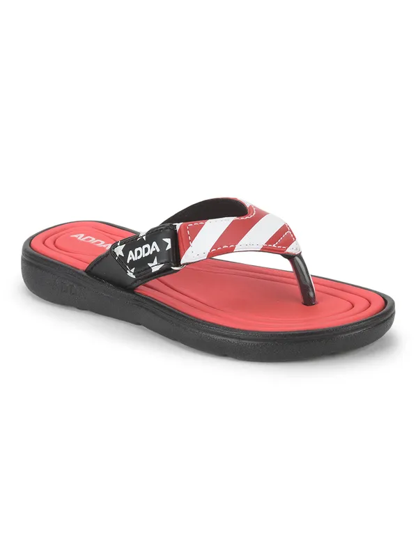 Red_&_Black_Lightweight_Trendy_Design_EVA_Stripes_Thong_Flip-Flop_For_Women