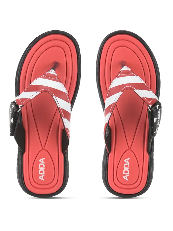 Red_&_Black_Lightweight_Trendy_Design_EVA_Stripes_Thong_Flip-Flop_For_Women
