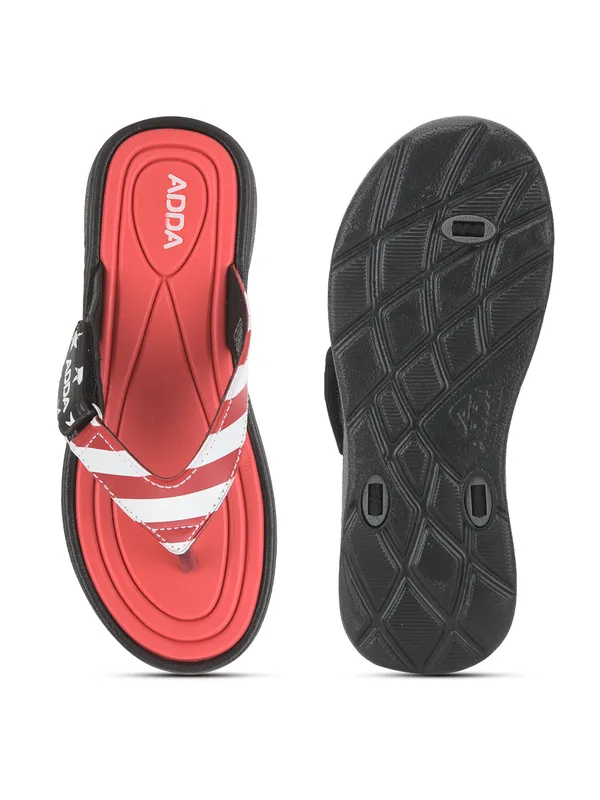 Red_&_Black_Lightweight_Trendy_Design_EVA_Stripes_Thong_Flip-Flop_For_Women