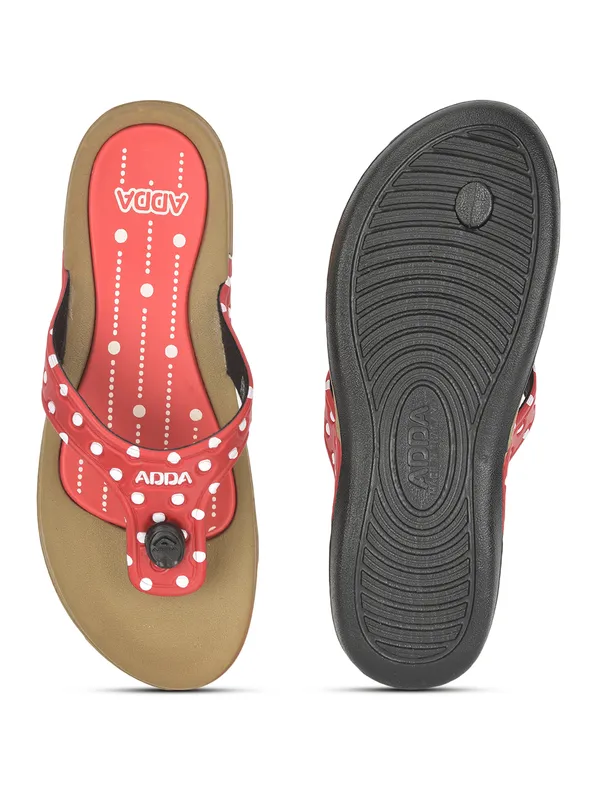 Beige_&_Red_Lightweight_Trendy_Design_EVA_Polka-Dot_Thong_Flip-Flop_For_Women