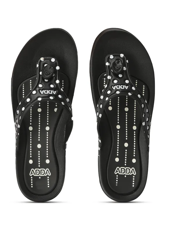 Black_Lightweight_Trendy_Design_EVA_Polka-Dot_Thong_Flip-Flop_For_Women