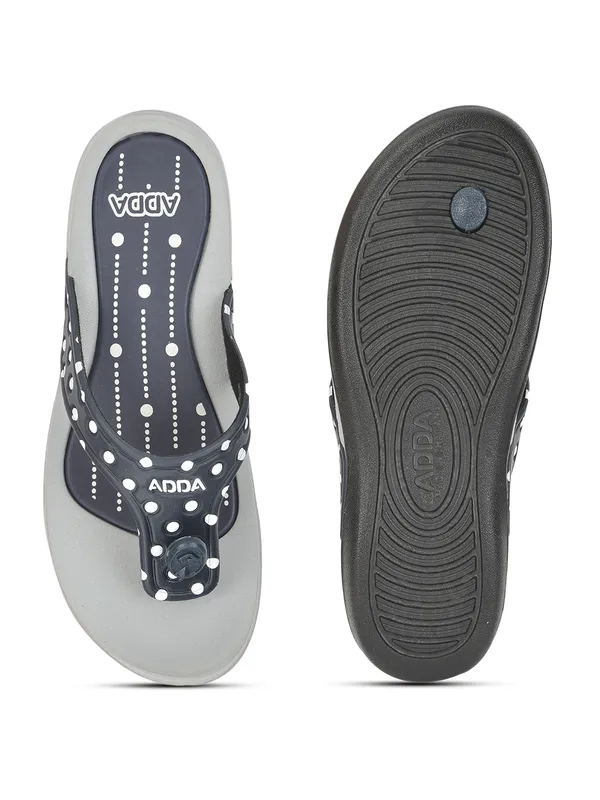 Grey_&_Navy_Lightweight_Trendy_Design_EVA_Polka-Dot_Thong_Flip-Flop_For_Women