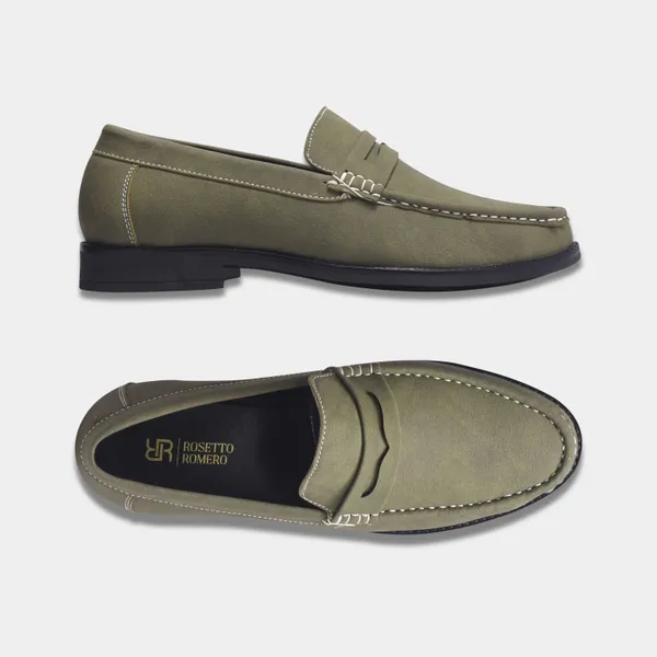 Rosetto_Romero_Charls_Suede_Loafers_Green_For_Men