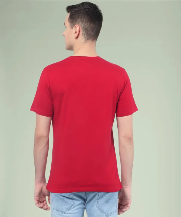 Red_Cotton_Blend_Solid_T-Shirt_For_Men