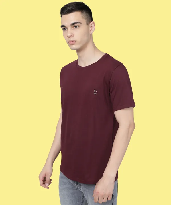 Purple_Cotton_Blend_Solid_T-Shirt_For_Men