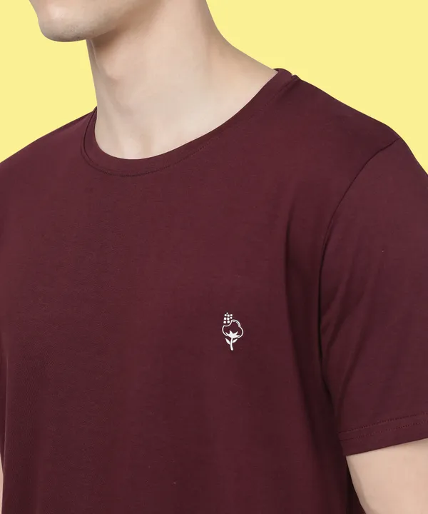 Purple_Cotton_Blend_Solid_T-Shirt_For_Men