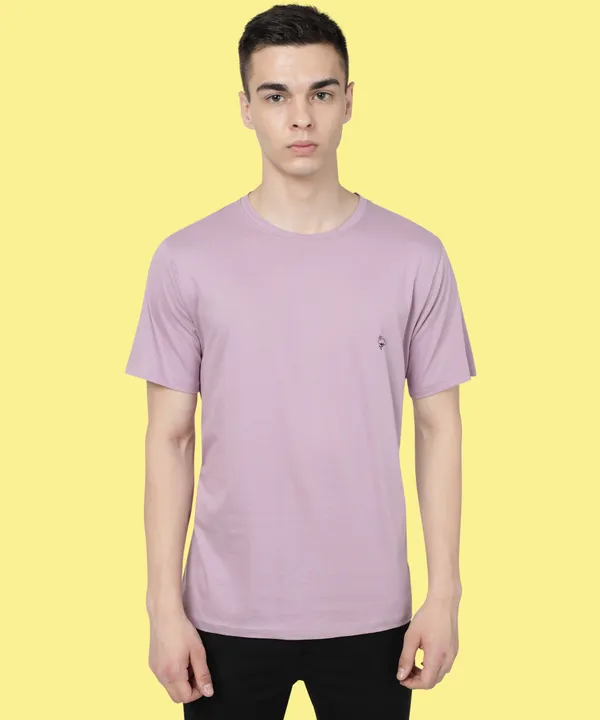 Purple_Cotton_Blend_Solid_T-Shirt_For_Men