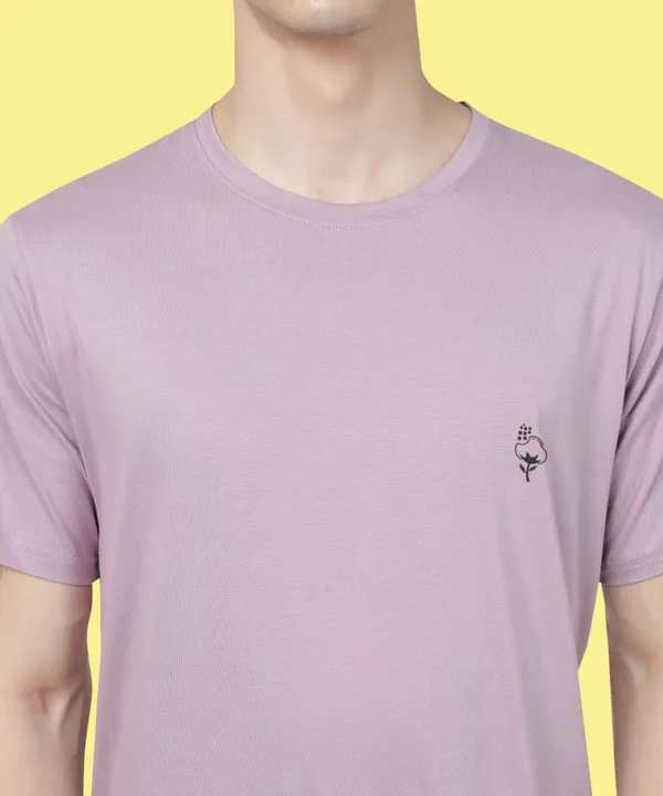 Purple_Cotton_Blend_Solid_T-Shirt_For_Men