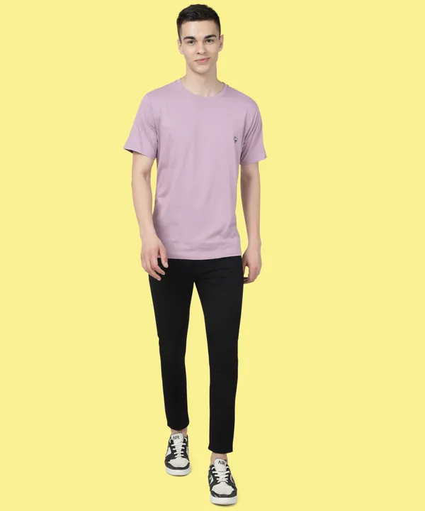 Purple_Cotton_Blend_Solid_T-Shirt_For_Men